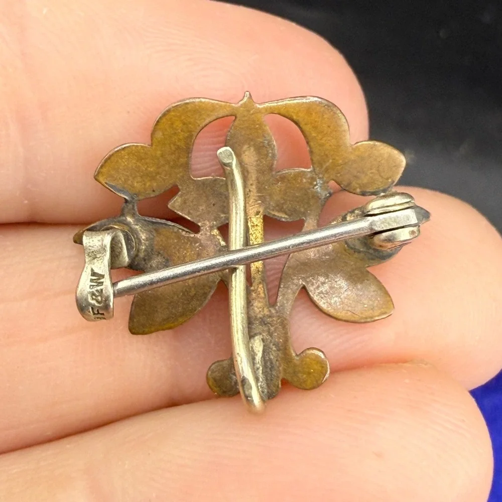 Vintage Gold Filled Watch Fob Brooch Signed MF&W‎